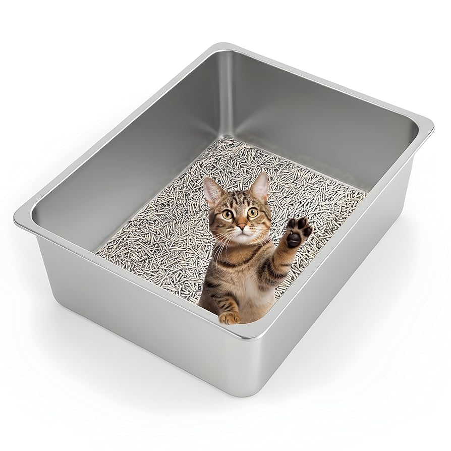 ダムグッド　COT TOWEL!! Amazon.com: Kirecoo Stainless Steel Cat Litter Box XL- Metal